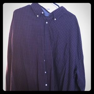3XLT dark purple long sleeve button down shirt.